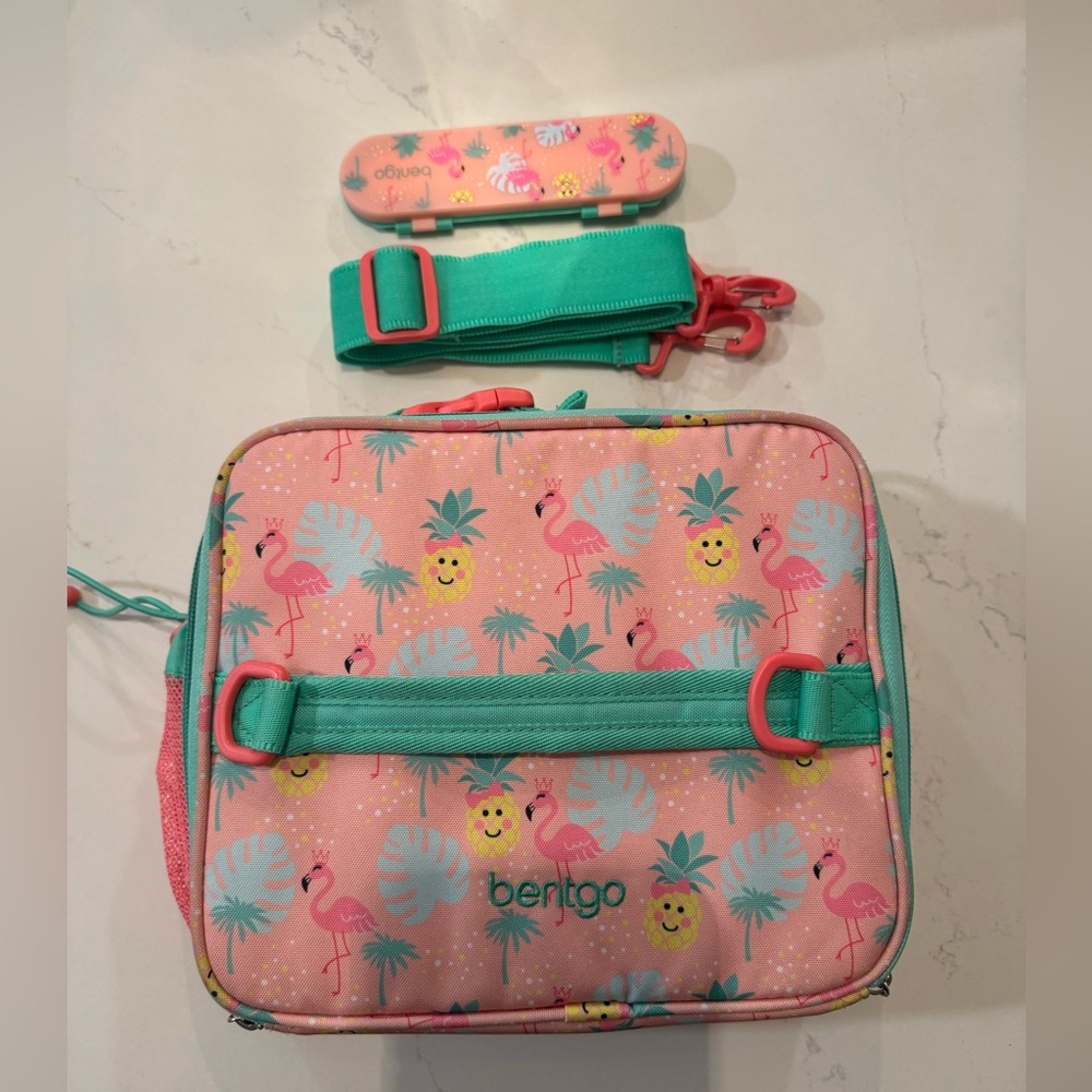 Bentgo Tropical Flamingo Kids Lunch Bag and utensil set
